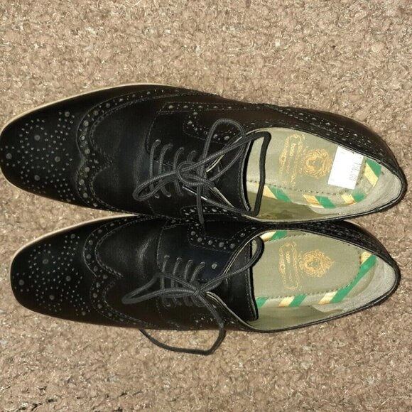 BASE LONDON-SHORE-Black Leather Wingtip Brogues-Size 40-7/7.5 US-New - Picture 5 of 6